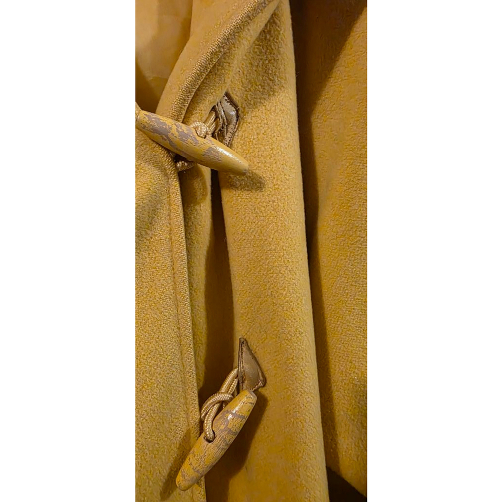 Women's NANCY HELLER Yellow Cashmere Wool Cape Coat with Wooden Toggles XL - Picture 10 of 14
